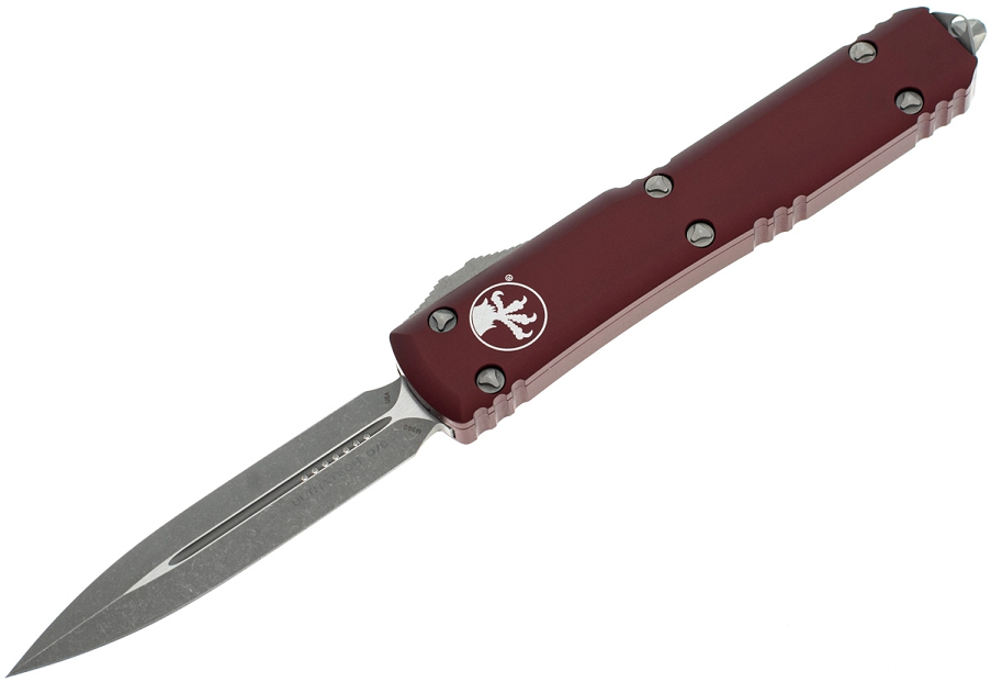 Microtech 122-10APMR Ultratech D/E Merlot Red Handle Apocalyptic Blade